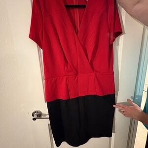 Danny & Nicole Red and Black Mini Peplum Dress